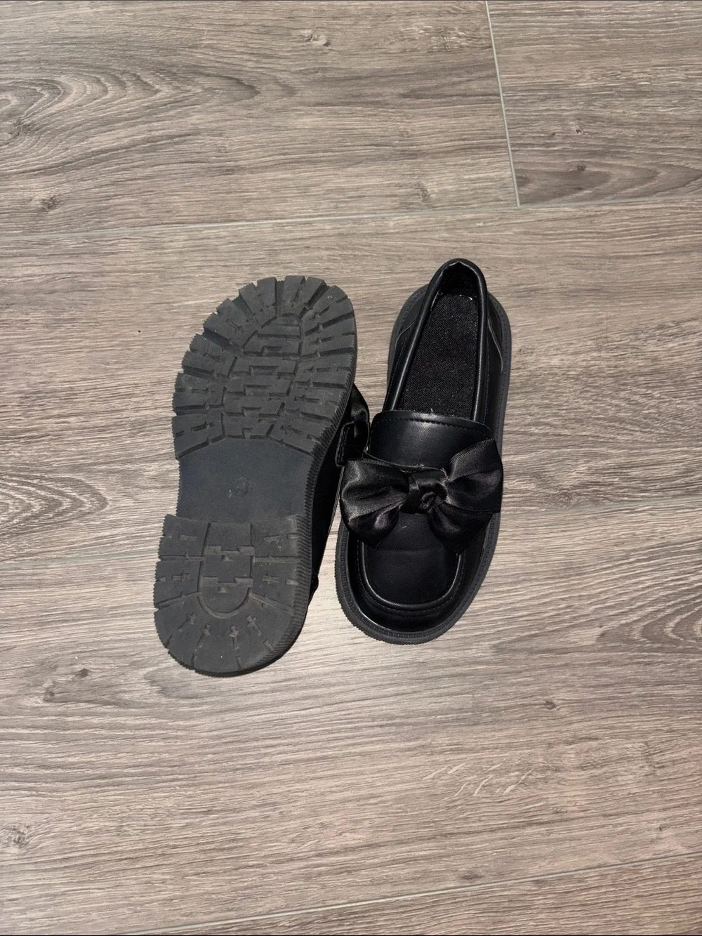 Black Bow Loafers - Satin Bow Accent
